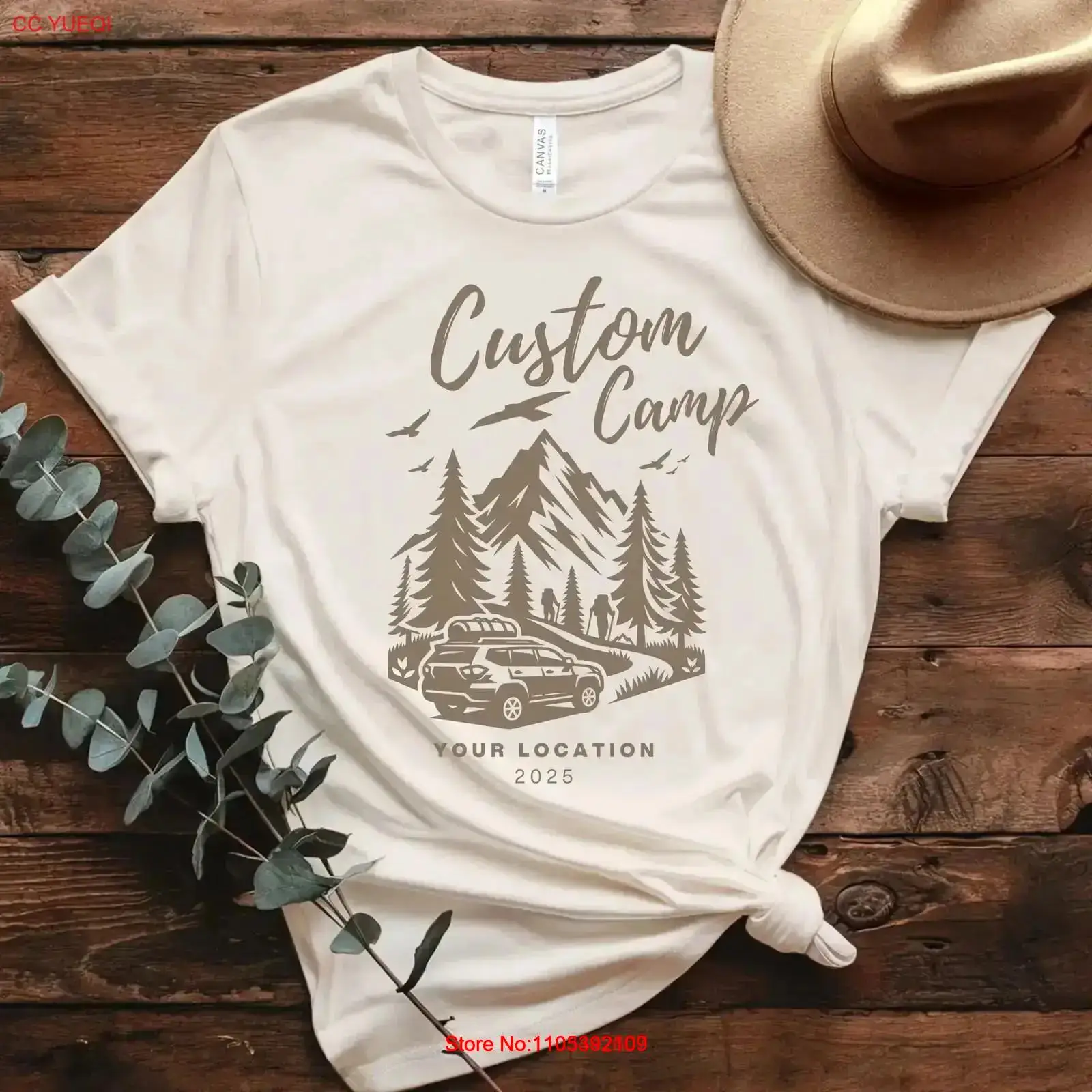 Outdoor Adventure Vacations For Families - Op maat gemaakt kampeer-T-shirt met locatie